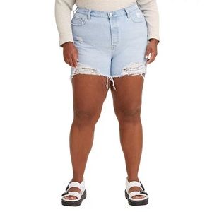 LEVI'S 501 ORIGINAL High Rise Distressed Denim Shorts Plus Size 16W